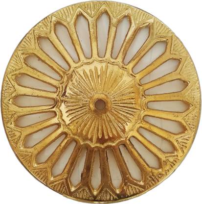 Inkart Buddha Dhamma Chakra Wheel 24 Spoke in Brass Metal Decorative Showpiece  -  1 cm