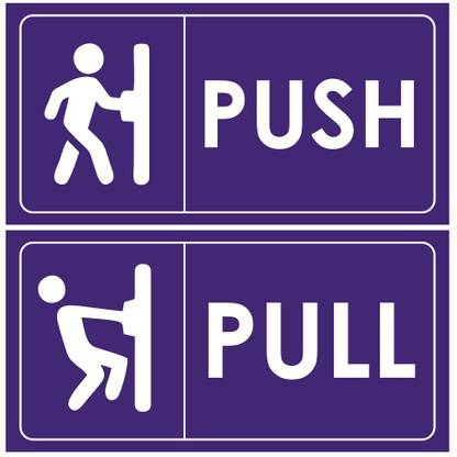 Print Experts 15.24 cm Push Pull Sticker for doors size 3X6 inch pack of 4 pcs. Self Adhesive Sticker