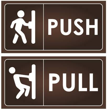 Print Experts 15.24 cm Push Pull Sticker for doors Size - 3X6 Inch Pack of 4 pcs. Self Adhesive Sticker