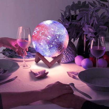 deadly Moon Lamp, Galaxy Night Light 16 Colors 3D Print LED Moon Light with Stand Night Lamp