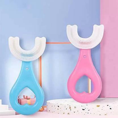 London Britches 360 Kids U Shape Toothbrush For Kids Silicone Brush For 2-6 Year(2 Toothbrushes) Ultra Soft Toothbrush