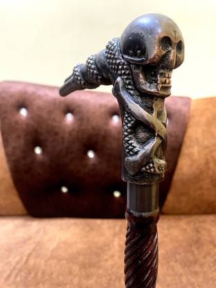 collectable Handmade Skull Head Handle Walking Stick Cane Horror Skull Wooden Stick Walking Stick