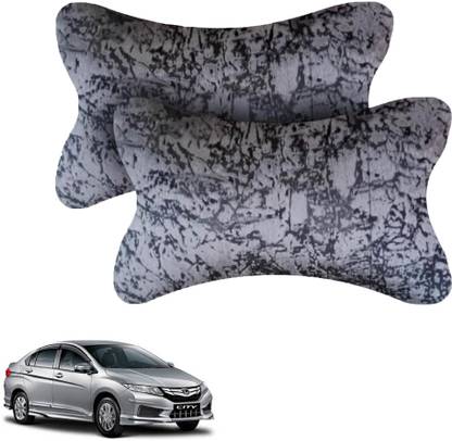 AutoKraftZ Grey Velvet Car Pillow Cushion for Honda