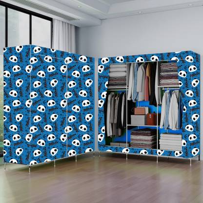 XENABO 6 Shelf Portable Digital Print Carbon Steel Collapsible Wardrobe