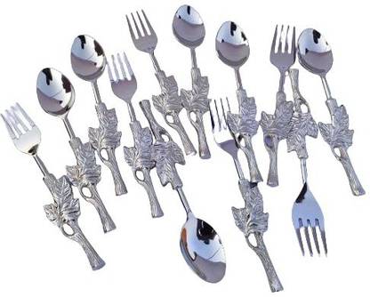 ART LAND OVERSEAS Aluminum Dinner Spoons and Fork Set Cutlery Set for Dining Table (Set of 12) Aluminium Cutlery Set