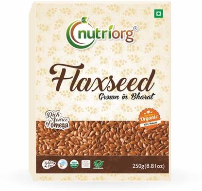 Nutriorg Raw Flaxseed 250 G (Pack of 2) Brown Flax Seeds