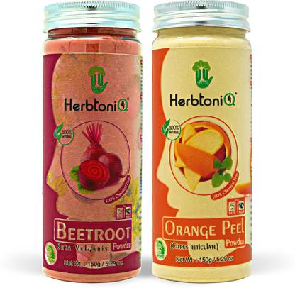 HerbtoniQ 100% Natural Beetroot Powder and Orange Peel Powder for Face Pack