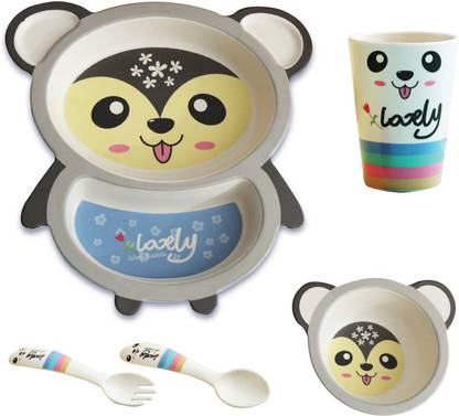 BabyHop Bamboo Fiber 5-Piece Dinner Set (Black)  - Bamboo Fiber
