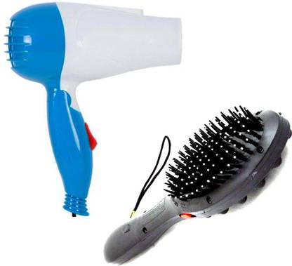Red Champion Professional Folding Hair Dryer 2 Speed Control 1000W & Electric Hair Massager Hair Dryer