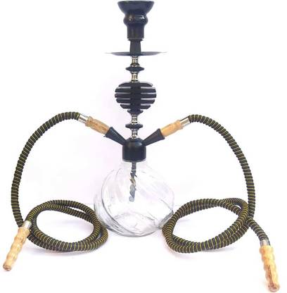 SKY HIGH Luxury Transparent Double Pipe Heart Style Glass Hookah Pot 17 inch Iron Hookah