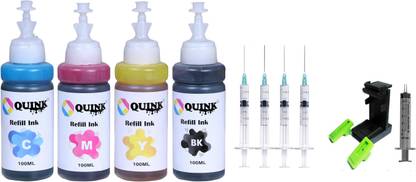 DarkTone Refill For Pg 47 and Cl 57 Cartridge Compatible for E series Black + Tri Color Combo Pack Ink Bottle