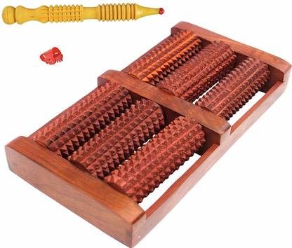 Geetastik 6R jim Sheesam Wood Foot Massager 6 Roller with wooden jimmi Massager