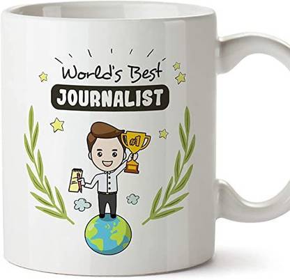 Misaki World's Best Journalist Funny Journalism Gift Printed Ceramic Coffee Mug