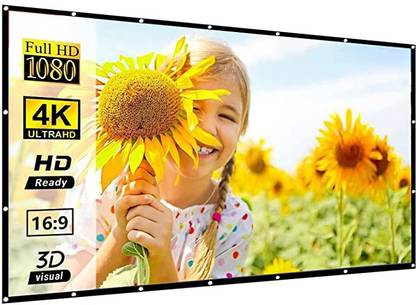 royality 80 Inch- Anti-Creased Foldable Anti-Light 16:9 4K Eyelet HD- (5.8Ft x 3.3Ft) Projector Screen (Width 177 cm x 100 cm Height)