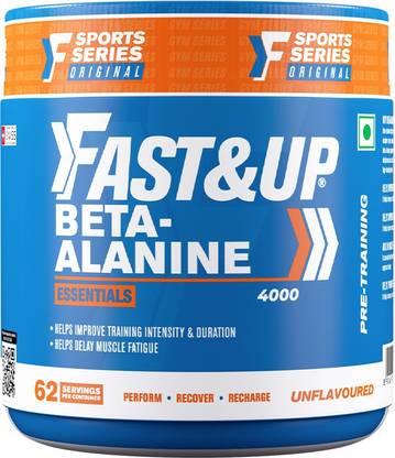FAST&UP Beta Alanine Essentials (4000mg) For Increased Workout Endurance, 62 Servings BCAA