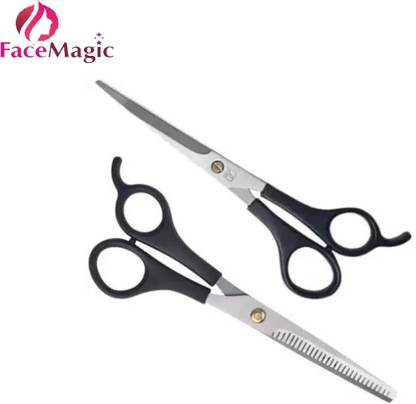 FACE MAGIC Stainless Steel Hair Cutting & Trimming Scissors set of 2 Scissors
