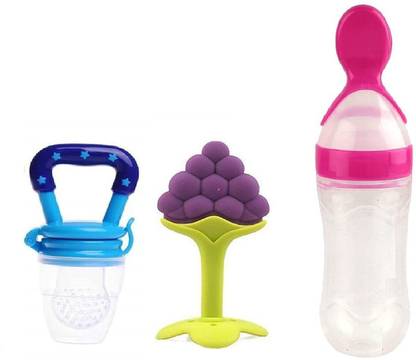 CHILD CHIC Combo of Baby Silicone Bottle, Food Nibbler for Fruit Food Feeder&Fruit Teether
