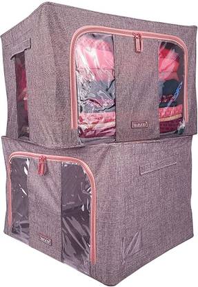 Remang 24ltr Large Capacity Foldable Metal Oxford Frame Storage Box Storage Box