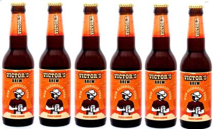 Victors Brew Non-Alcoholic peach flavor Beer Combo (Pack of 6) Glass Bottle