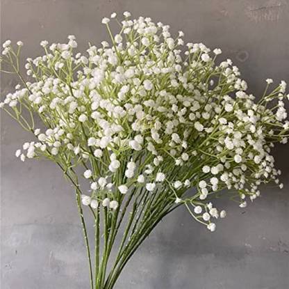 VRB Dec Artificial Gypsophila Flowers for Decoration (21 inch, Pack of 2) White Wild Flower Artificial Flower
