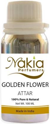 Nakia Perfumers Golden Flower Attar 100ml Alcohol-Free Perfume Fragrance scent for Men & Women Floral Attar