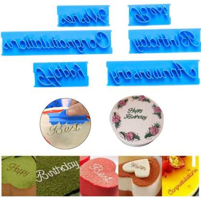 Husaini Mart 6pc/Set Blessing Plastic Alphabet Letters stamp Mold Biscuit Stamp Cookie Cutter Cookie & Biscuit Press Pump