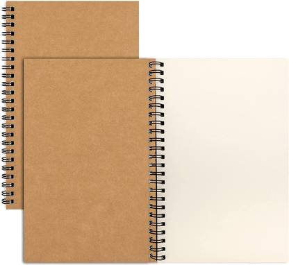 LABUK 2pcs Blank Journal Notebook Unlined Spiral Notebook, A5 Soft Cover Sketch Book A5 Notebook Unruled 100 Pages