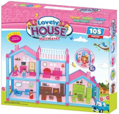 Nihank 108 Pieces Lovely house multi level doll house
