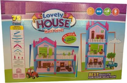 Nihank 78 pieces Lovely house Multi level doll house