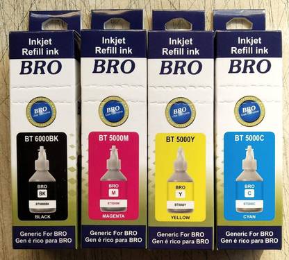 ROFIX Refill Ink for Brother DCP -T520W Multi-function WiFi Color Printer Black + Tri Color Combo Pack Ink Bottle