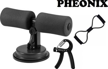 Pheonix 3 In 1 Combo Of Sit Up Bar With Hand Gripper And Resistance Tube Fitness Accessory Kit Kit