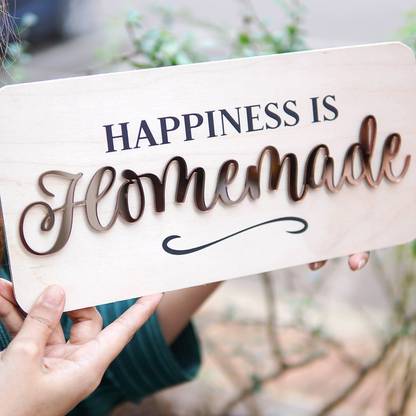 HSD Happiness Is Homemade Wooden Board, Size 6x12.5 Inches By Happy Spaces