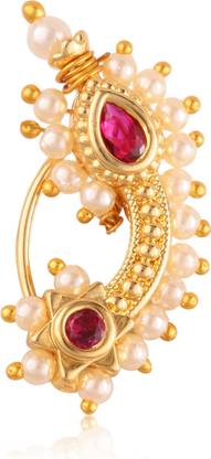 VIGHNAHARTA Pearl Gold-plated Plated Brass, Alloy Nathiya