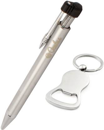 Oculus 5901+BKC Silver Metal Ball Pen with a Bottle Opener Keychain  Office Set