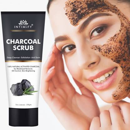 INTIMIFY Charcoal Face Scrub for Exfoliation, Anti-acne & Pimples Blackhead Removal  Scrub