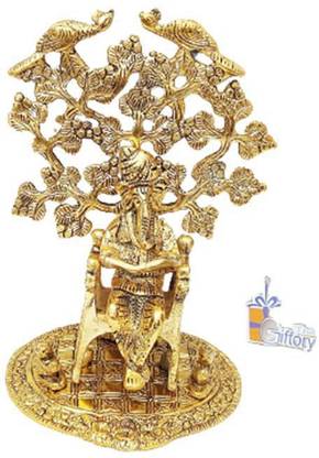 thegiftory Lord Ganesh Tree Statue / Chair Ganesh Under Tree/ Ganesh Tree Decorative Showpiece  -  21 cm