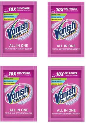 Vanish All in One Powder Detergent Booster 100g (25gx4) Whitens White Brightens Colour Stain Remover