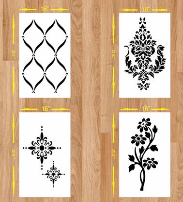 LKstencilprint new LK 1Stencil for Wall Painting for Home Wall Décor stencil pack of 4 (size 16*24 inch) diy reusable panting design Stencil