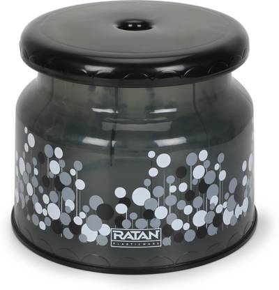 RATAN Nova Round Medium Size Grey Stool for Bathroom Sitting Bathroom Stool