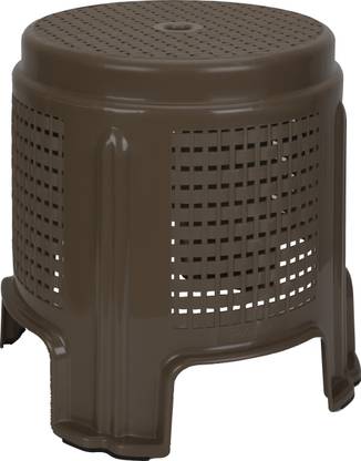 RATAN Supreme Round Medium Size Dark Brown Stool for Bathroom Sitting Bathroom Stool
