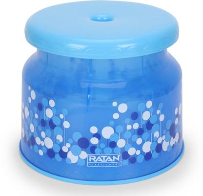 RATAN Nova Round Medium Size Blue Stool for Bathroom Sitting Bathroom Stool