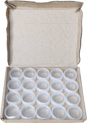Luxuro Multipurpose Plastic Round Containers set of 20 Transparent in Cardboard Box Storage Box