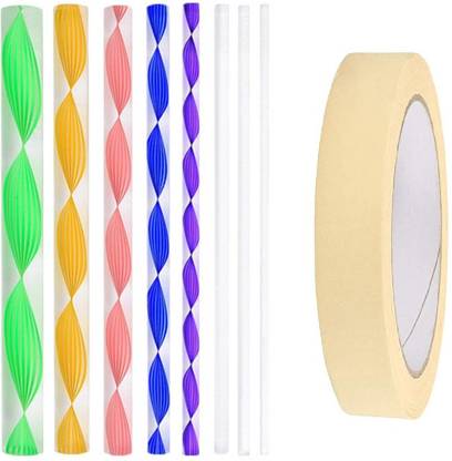 Definite Art 8Pc Mandala Dot Tool Sticks for Dot Painting & 1" Paper Masking Tape (20mtr)