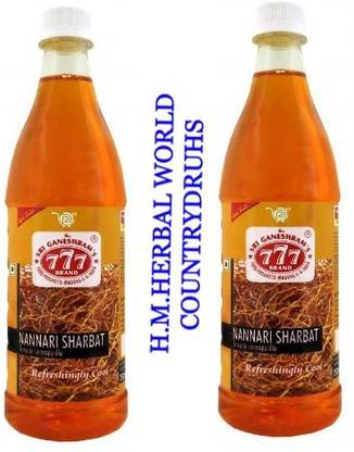HM Herbals 777 Nannari Sharbat - Natural Refreshing Drink - 750ml =2