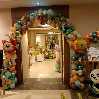 Nayugic Jungle Theme Happy Birthday Decoration Kit Entrance Gate Decoration Pack of 65