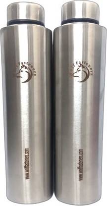 Wolf Steel Water Bottle ( Pack Of - 2 Nos ) 1000 ml Bottle