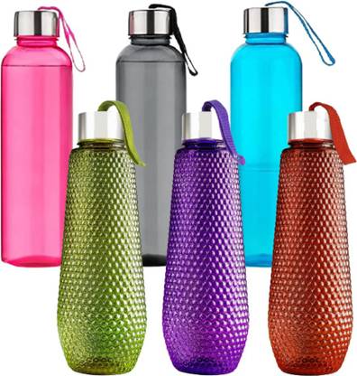 Snowberry स्टील कैप के साथ स्कूल, ऑफिस, किचन के लिए 6 बॉटल्स डिज़ाइन का एयरटाइट कॉम्बो 1000 ml बॉटल