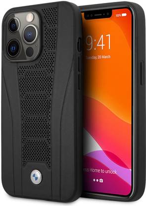 CG Mobile Back Cover for Apple iPhone 13 Pro Max, Official Licensed, BMW C Leather Perforate Deboss Lines