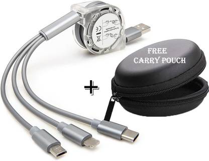 POZUB Fast Retractable Charging Data Cable Multiple Port Charging Cable+Carry Pouch Charging Pad