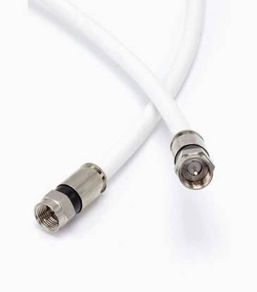 V A Antiques RG 6 Coaxial Cable Wire DTH with F type connector and clips 1 sq/mm White 20 m Wire